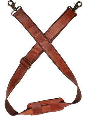 Vintage Brown Adjustable Leather Shoulder Strap – 60-Inch Padded Crossbody